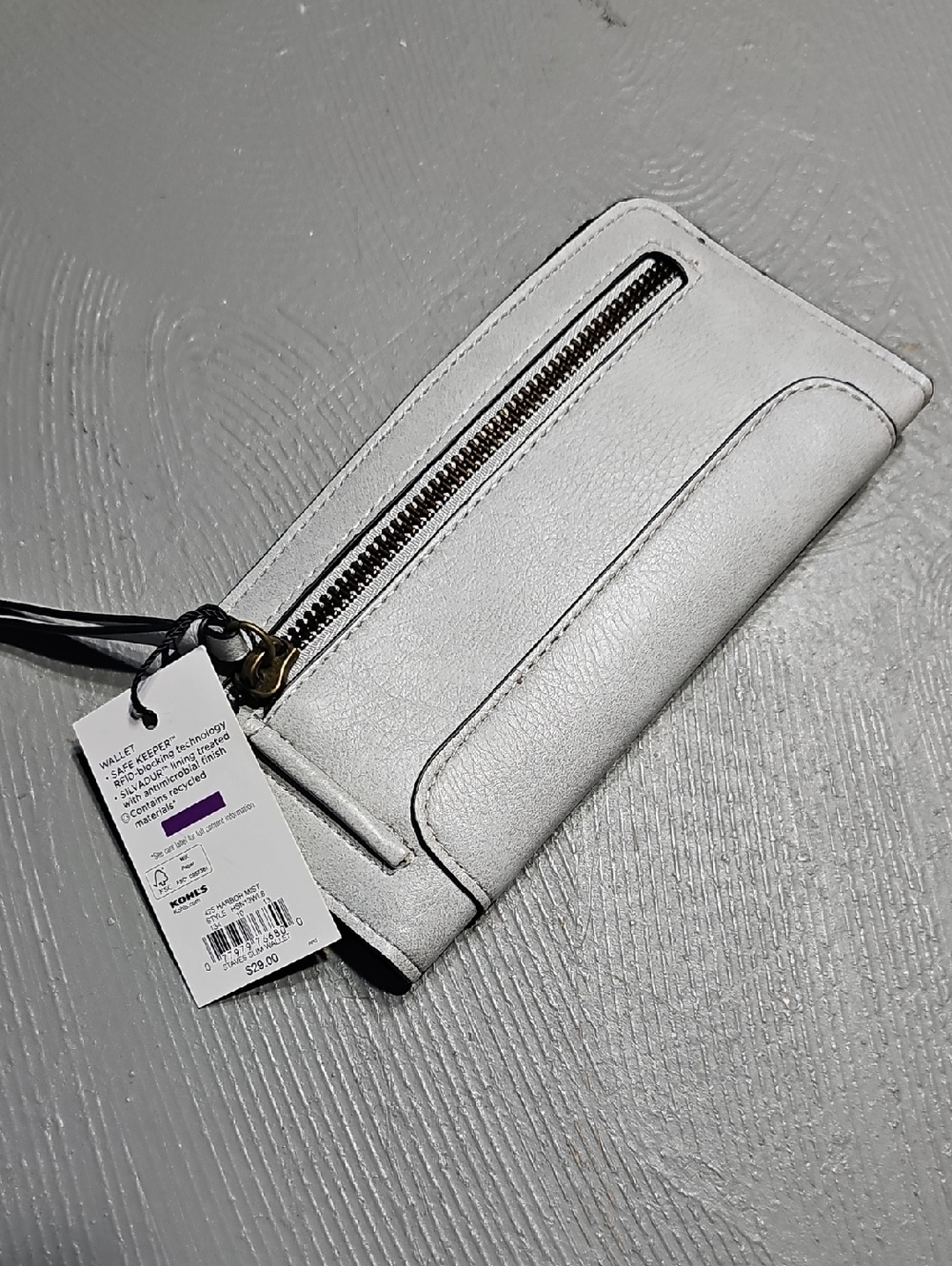 Sonoma Goods For Life RFID Safe Keepet Wallet Silvadur Lining Silver Matallic